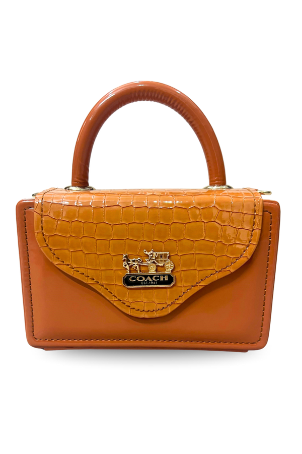 Brown Croc-Pattern Coach A+ Purse