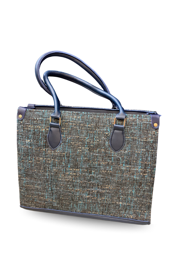 Blue & Gold Textured Handbag