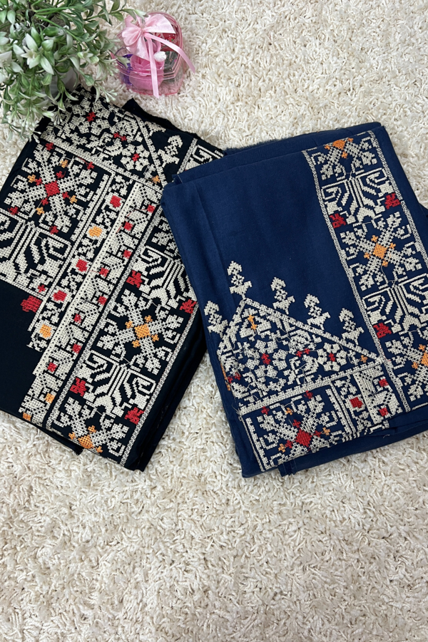 2-Piece Wool & Jeans Embroidered Suit