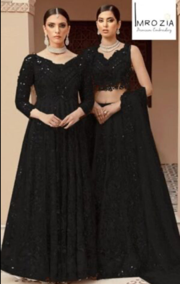 Imrozia A+ Black Embroidered Net Lehenga Choli